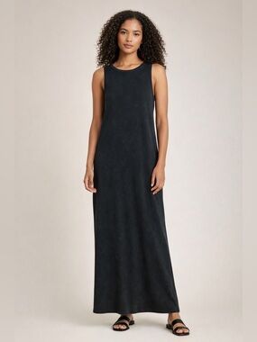 Beyond Yoga Washed Black Sleeveless Maxi Tank Dress